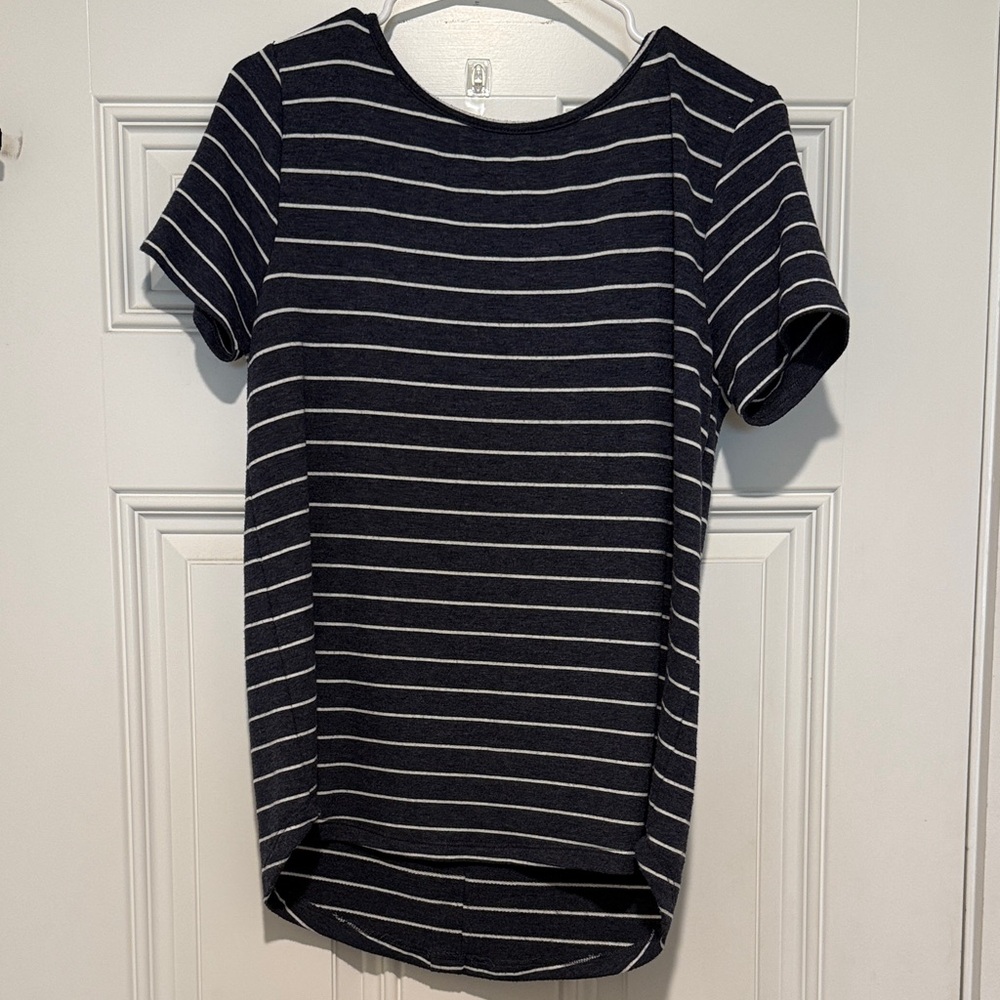 Pink Clover Navy and White Striped Tee